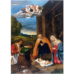 Christmas Cards - The Nativity with Shepherds (Francesco Vecelio)